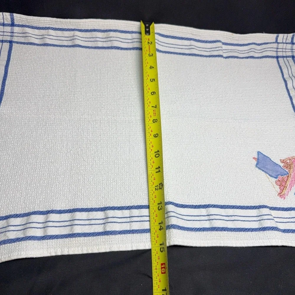 Portugal Embroidered Kitchen Tea Towel White Cotton Boat Nautical‎ Decor